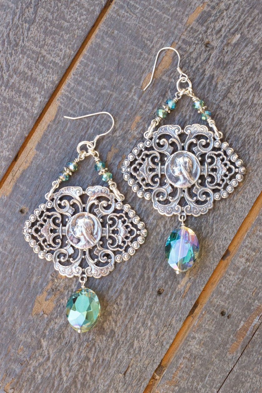 Aqua Asian Crystal Earrings – Our Blessed Mother Mary