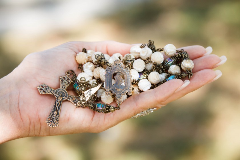Beige Mother of Pearl Rosary