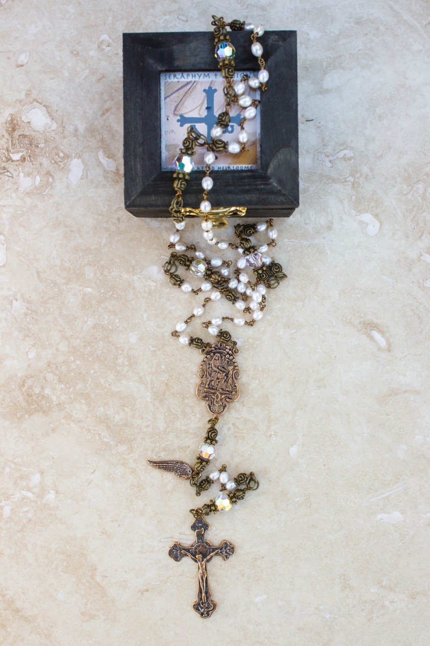 Cream Rice Pearl 4x6mm Rosary