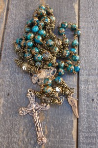 Green Marbled Agates Rosary