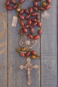 Carved Dyed Jade Stone Rosary
