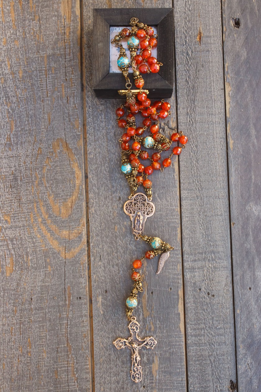 Faceted Carnelian Quarts Rosary