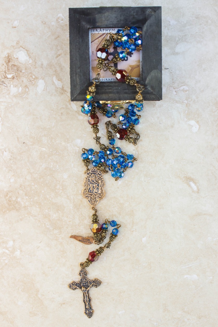 Mary Blue Swarovski Crystal 6mm Rosary
