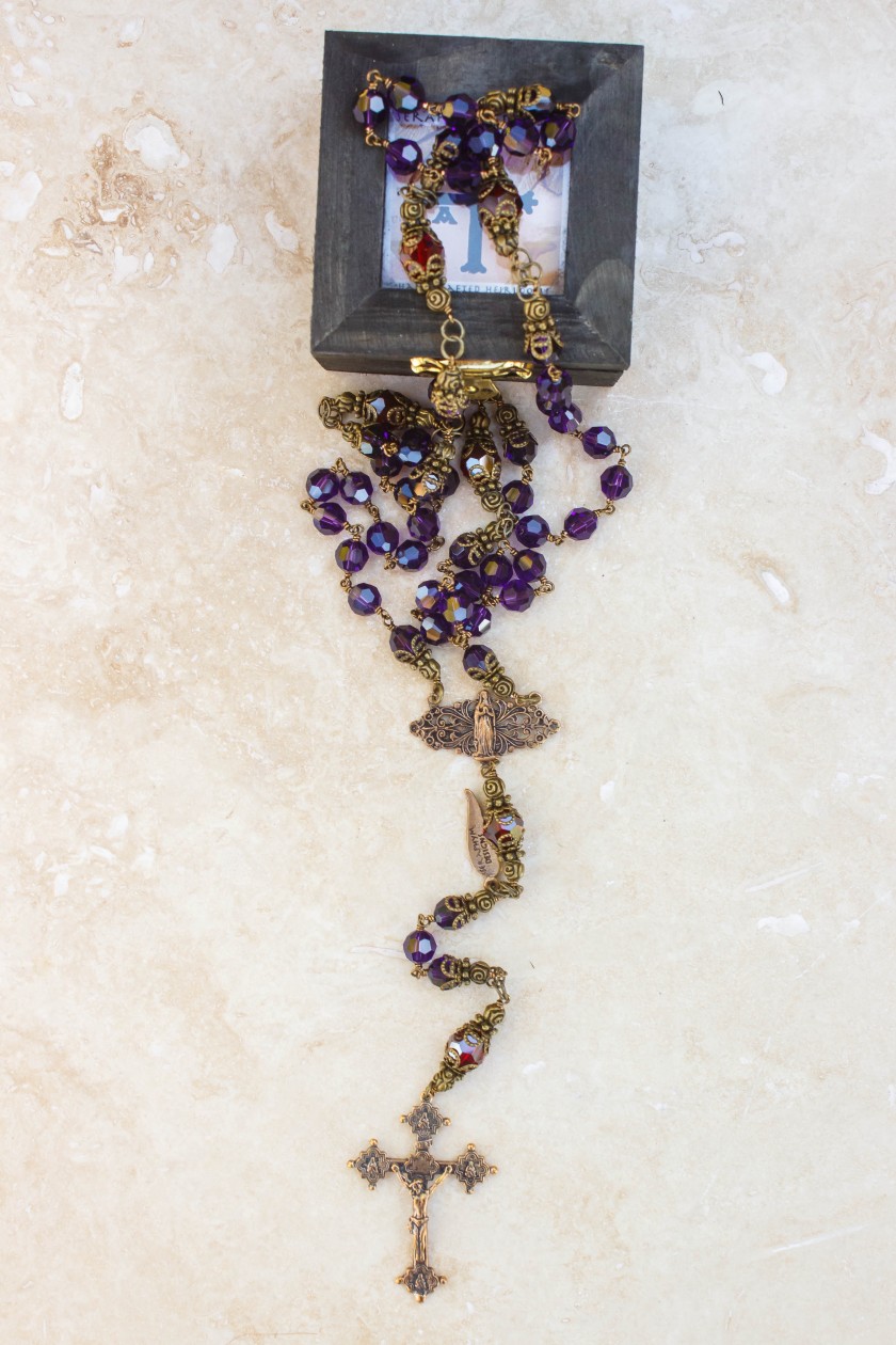Purple and Garnet Swarovski Crystal Rosary