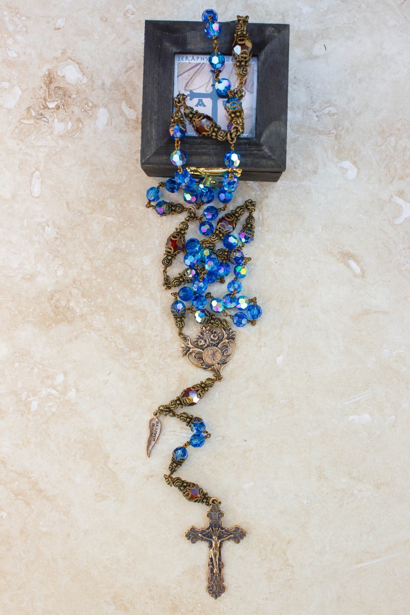 Mary Blue Swarovski Crystal Rosary