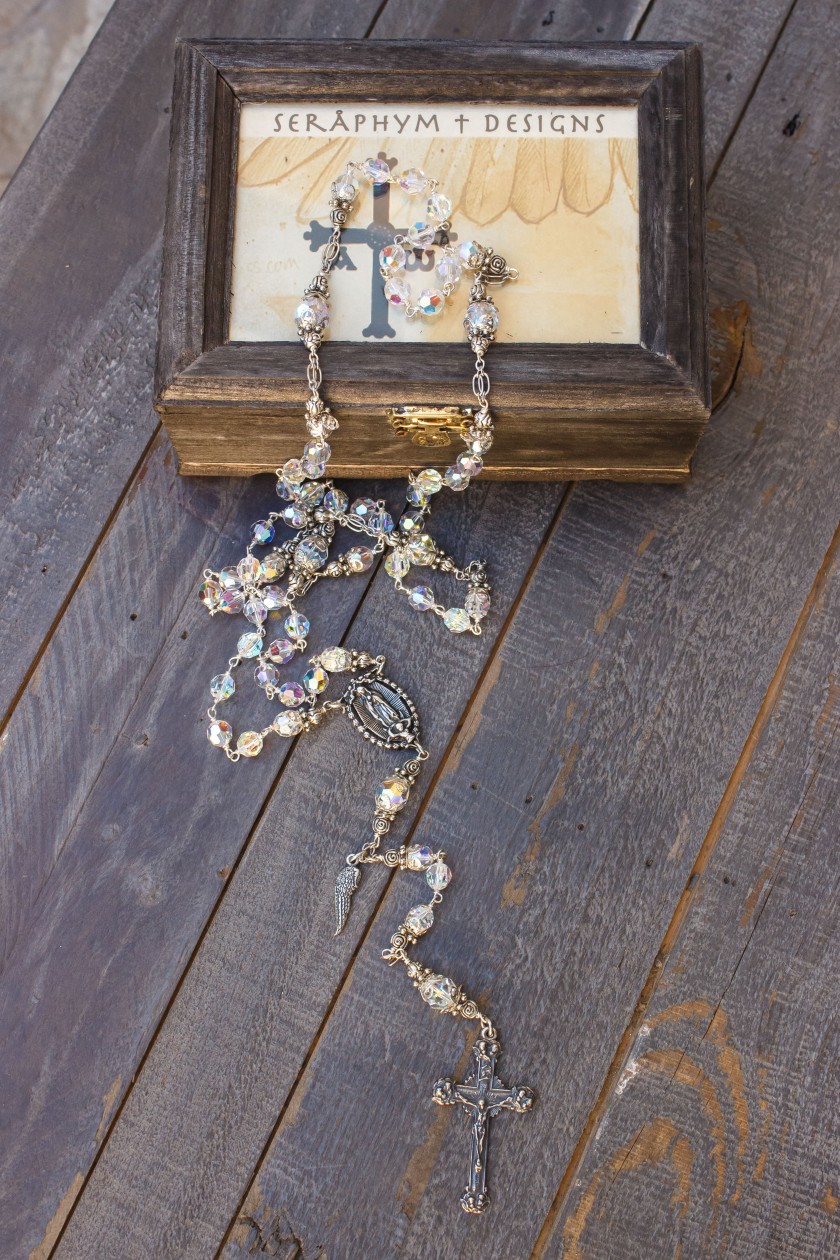 clear swarovski Sterling Silver rosary
